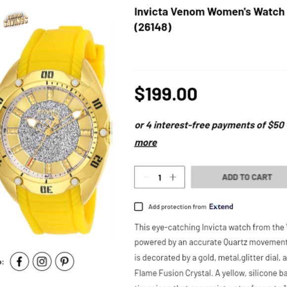 Invicta Watch Stainless Steel Silicone Gold Yellow Women Accessories Watch - Picture 16 of 16